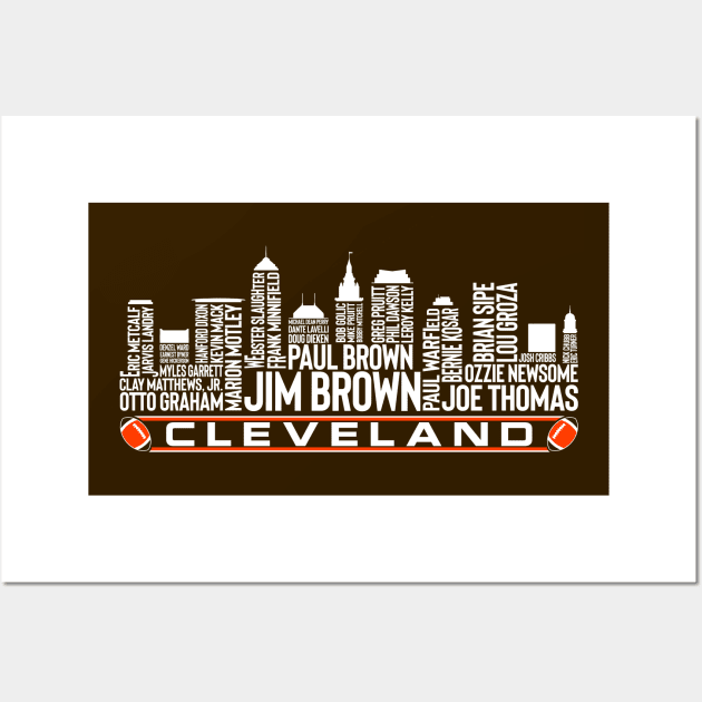 Cleveland Football Team All Time Legends, Cleveland City Skyline Wall Art by Legend Skyline